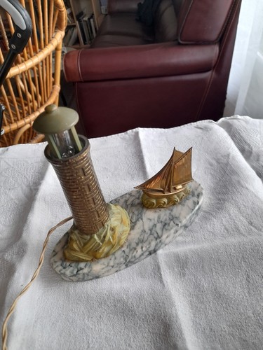 Lampe socle marbre bateau - marbre,